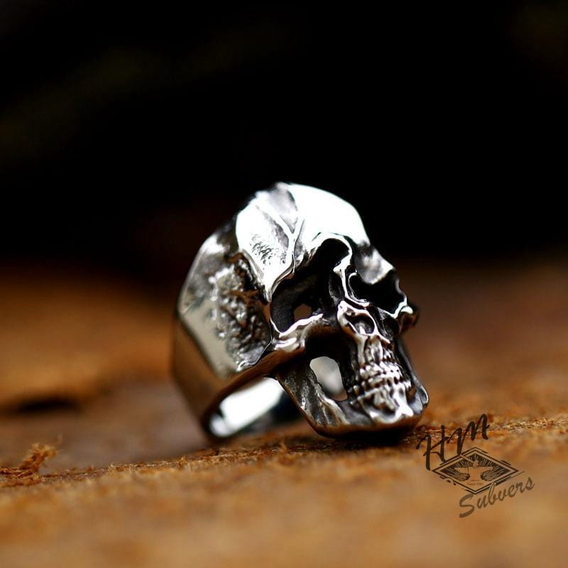 ANILLO DE ACERO INOXIDABLE CON CALAVERA DE ALMA TRENZADA