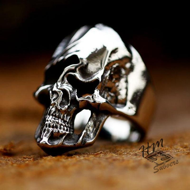 ANILLO DE ACERO INOXIDABLE CON CALAVERA DE ALMA TRENZADA