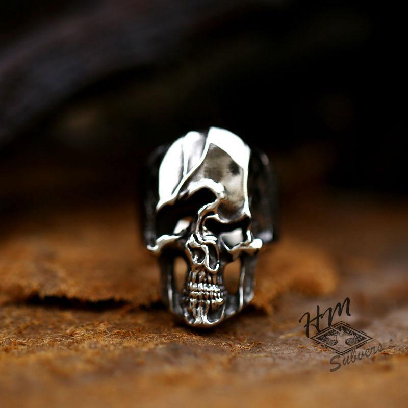 ANILLO DE ACERO INOXIDABLE CON CALAVERA DE ALMA TRENZADA