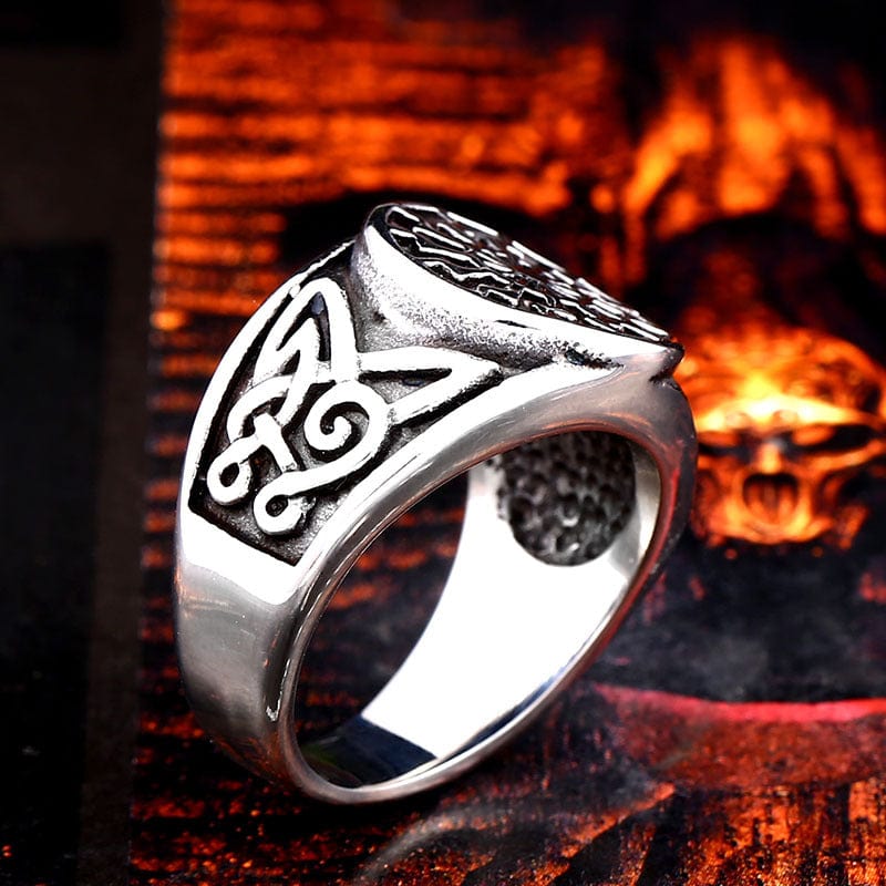 ANILLO VIKINGO TALLADO EN ACERO INOXIDABLE