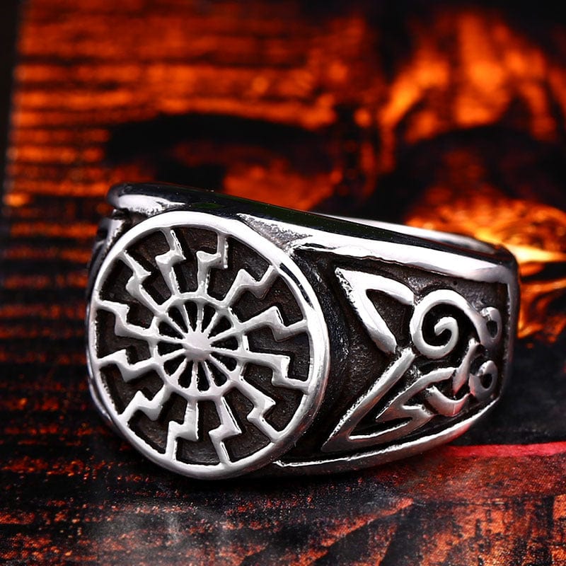 ANILLO VIKINGO TALLADO EN ACERO INOXIDABLE