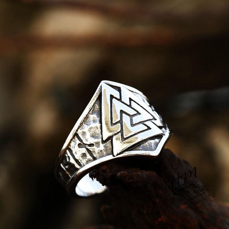 ANILLO VIKINGO DE ACERO INOXIDABLE CON TRIÁNGULO APILABLE