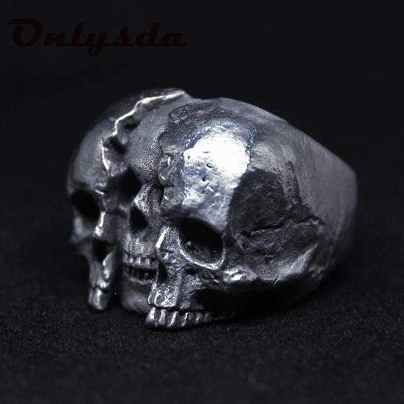 ANILLO VINTAGE DE CALAVERA DE DOBLE CARA