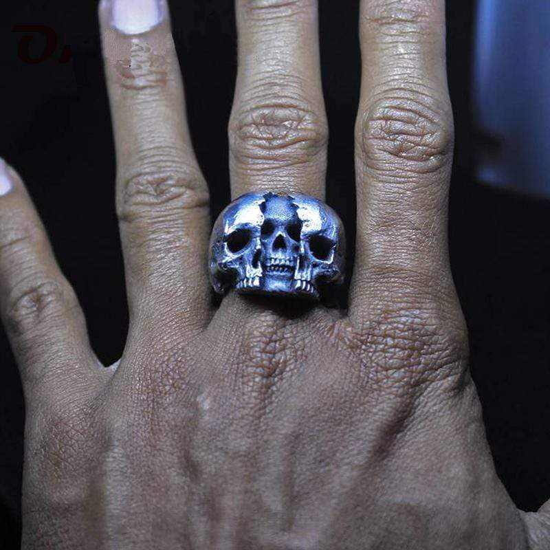 ANILLO VINTAGE DE CALAVERA DE DOBLE CARA