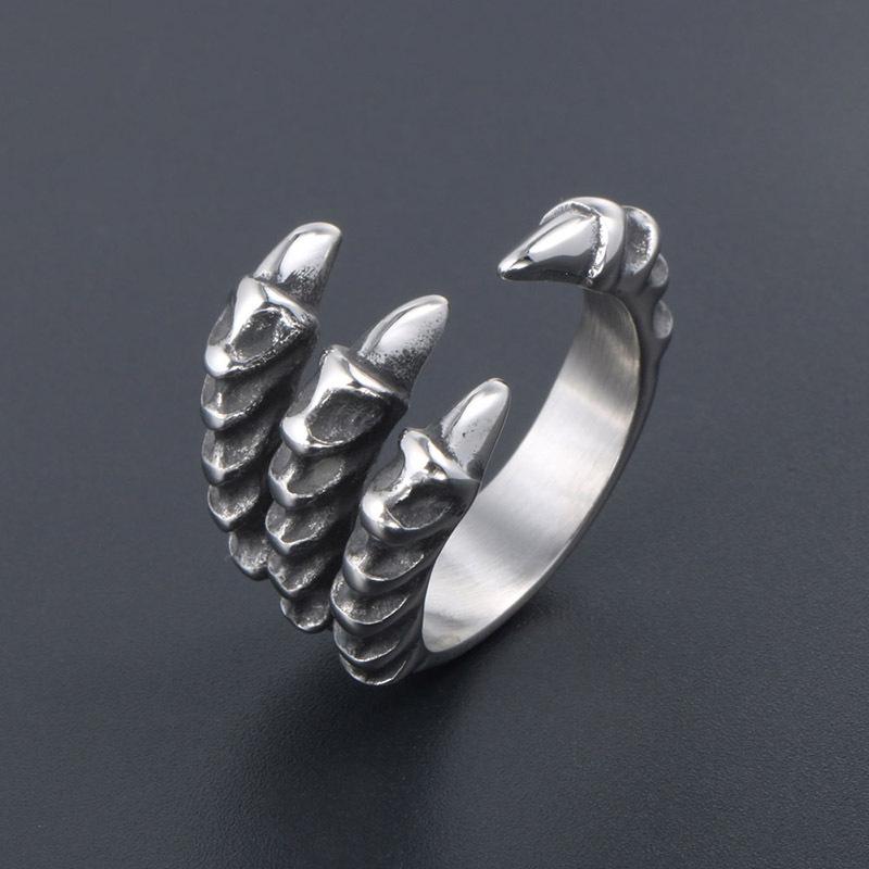 VINTAGE DRACHENKLAUE EDELSTAHLRING