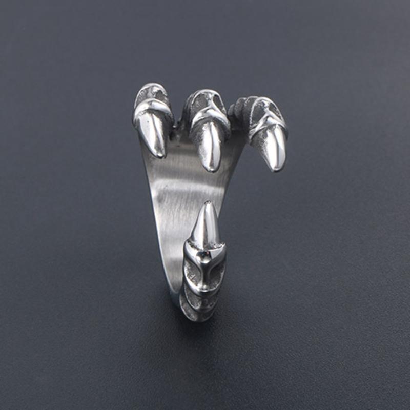 VINTAGE DRACHENKLAUE EDELSTAHLRING