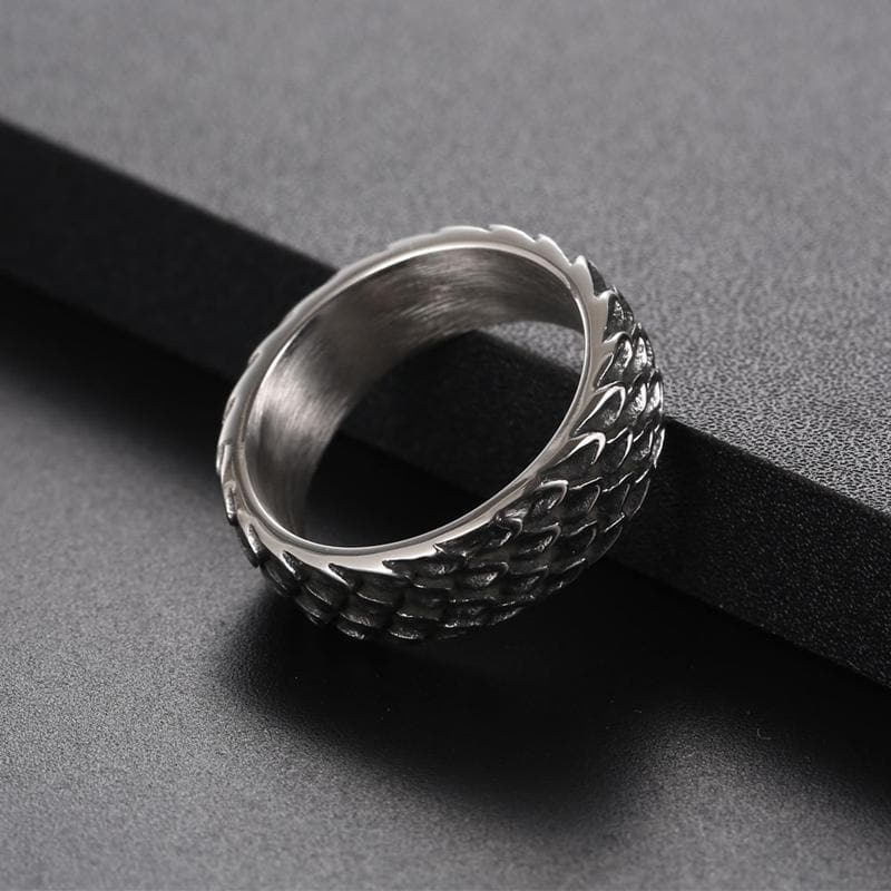 Vintage-Ring aus Edelstahl mit Drachenschuppen