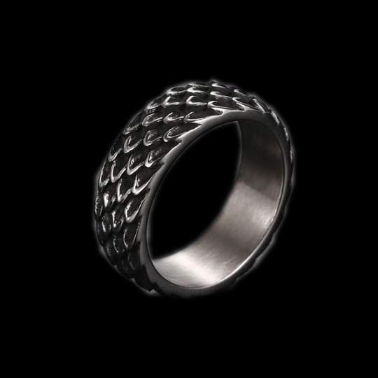 Vintage-Ring aus Edelstahl mit Drachenschuppen