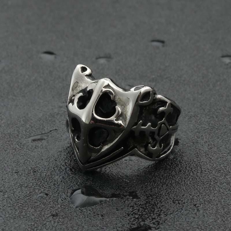ANILLO DE ACERO INOXIDABLE CON ESCUDO MILITAR VINTAGE