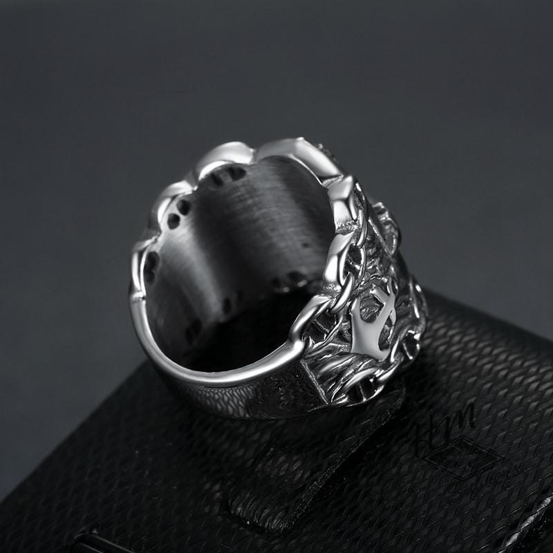 VINTAGE-RING AUS EDELSTAHL MIT PIRATENKOMPASS