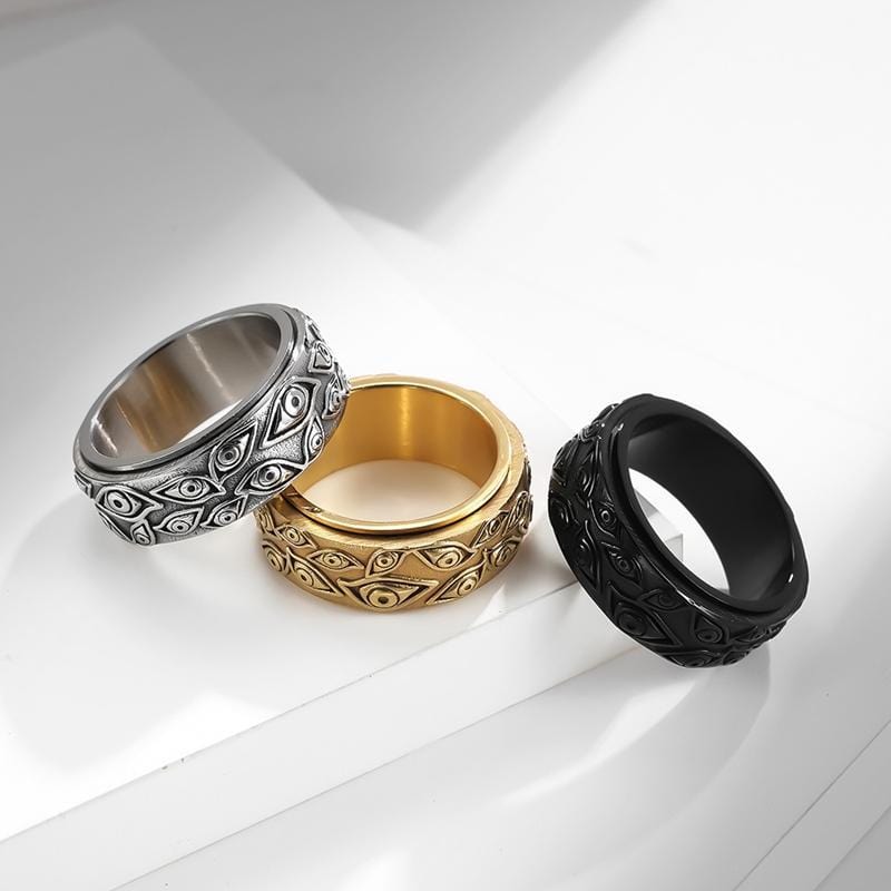 DREHBARER VINTAGE-RING AUS EDELSTAHL MIT AUGE