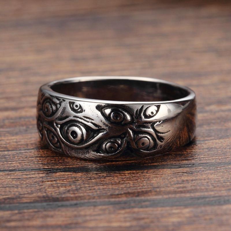 DREHBARER VINTAGE-RING AUS EDELSTAHL MIT AUGE