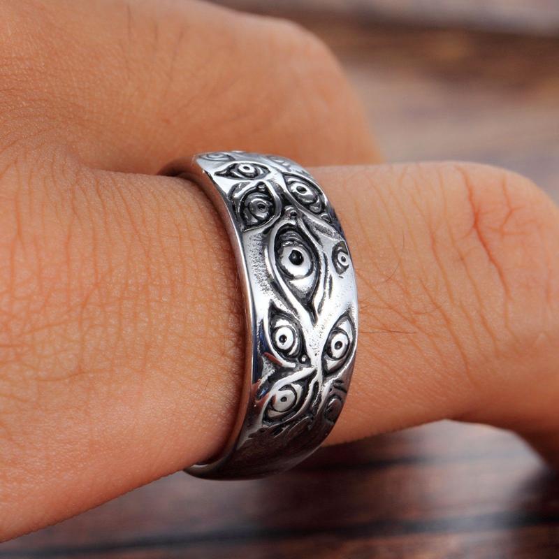 DREHBARER VINTAGE-RING AUS EDELSTAHL MIT AUGE