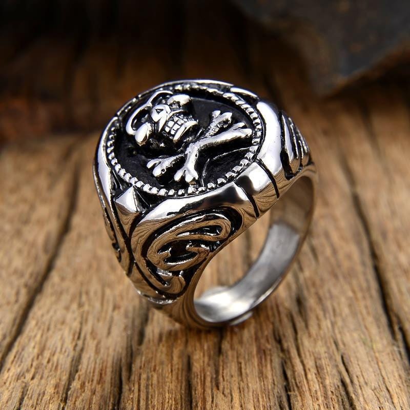 VINTAGE SKULL STAINLESS STEEL RING