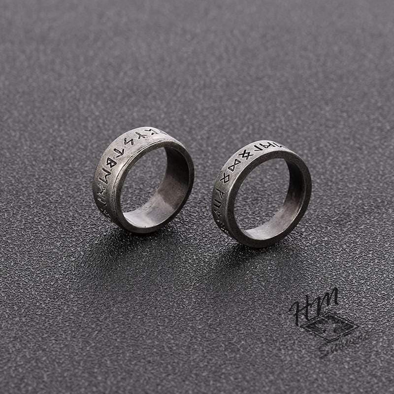VINTAGE WIKINGER-RUNEN-RING AUS EDELSTAHL