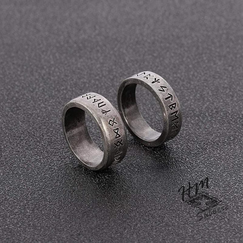 VINTAGE WIKINGER-RUNEN-RING AUS EDELSTAHL