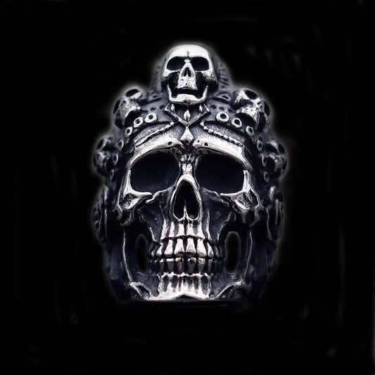 ANILLO VINTAGE DE ACERO INOXIDABLE CON CALAVERA DEL EJÉRCITO FANTASMA DE NORTHLAND