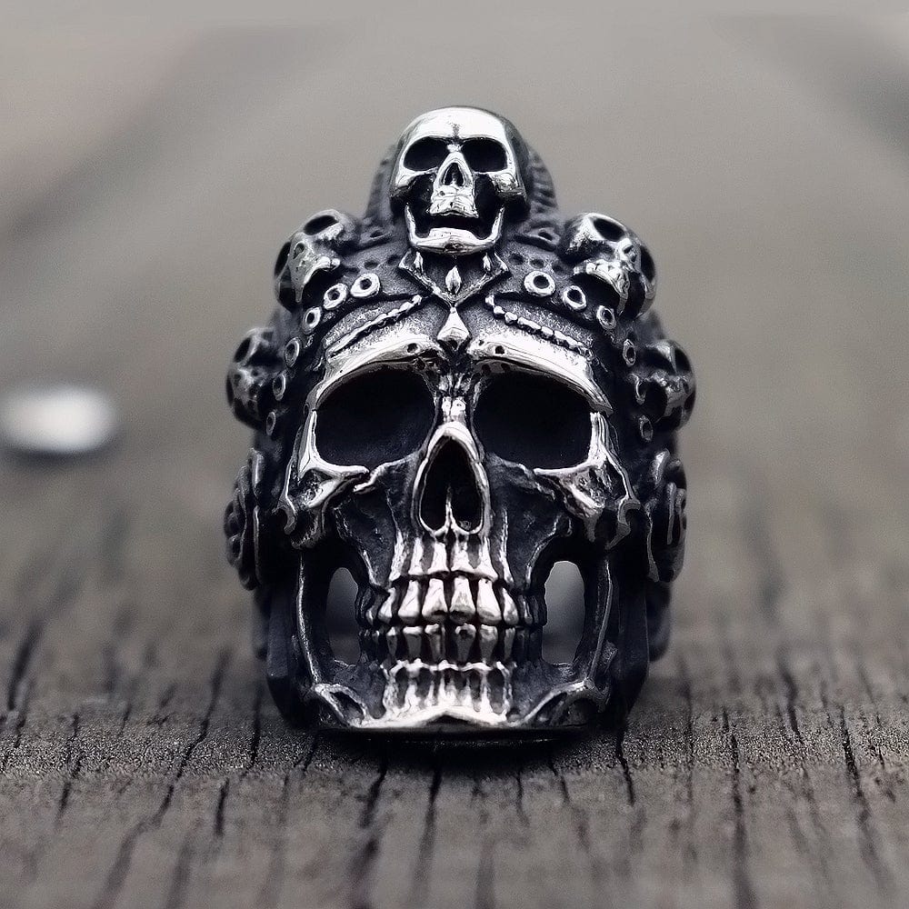ANILLO VINTAGE DE ACERO INOXIDABLE CON CALAVERA DEL EJÉRCITO FANTASMA DE NORTHLAND