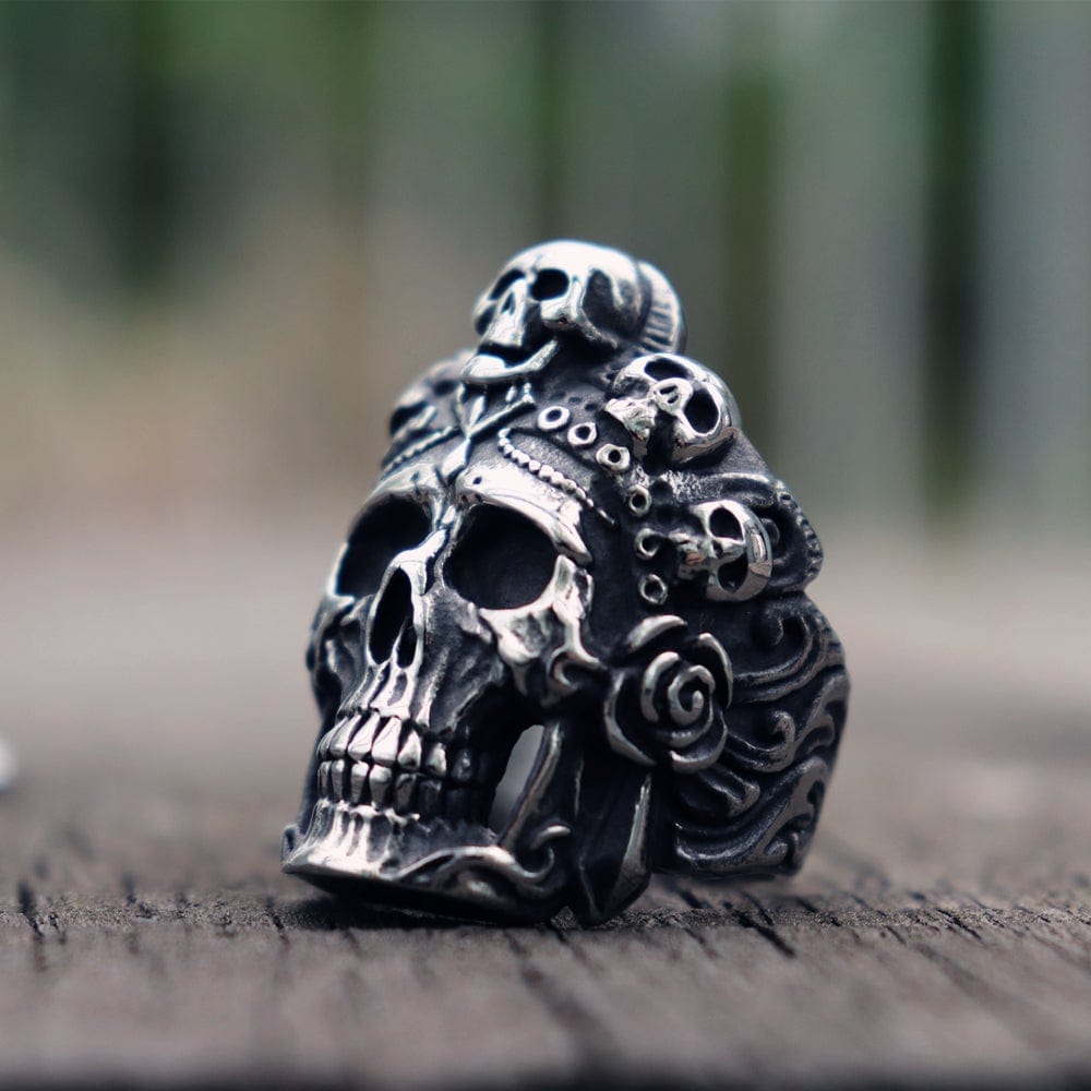 ANILLO VINTAGE DE ACERO INOXIDABLE CON CALAVERA DEL EJÉRCITO FANTASMA DE NORTHLAND