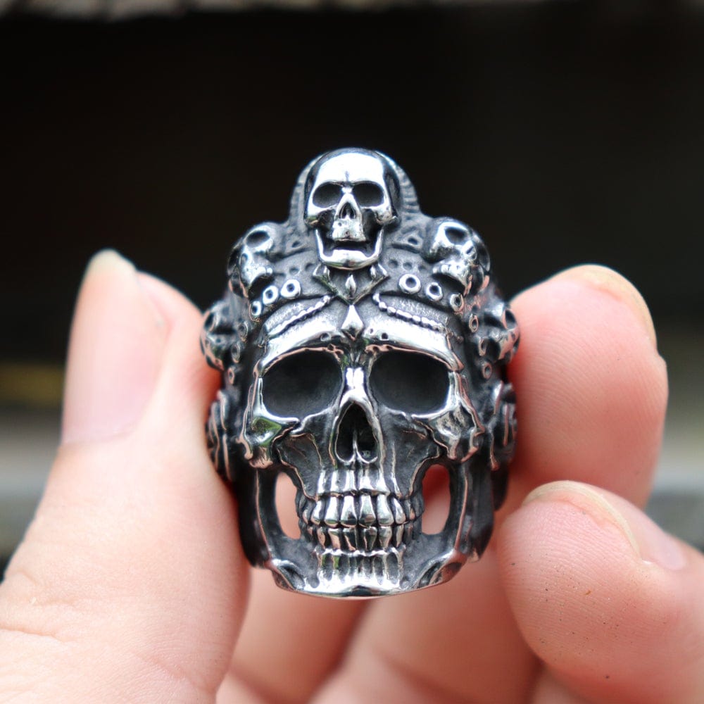 ANILLO VINTAGE DE ACERO INOXIDABLE CON CALAVERA DEL EJÉRCITO FANTASMA DE NORTHLAND