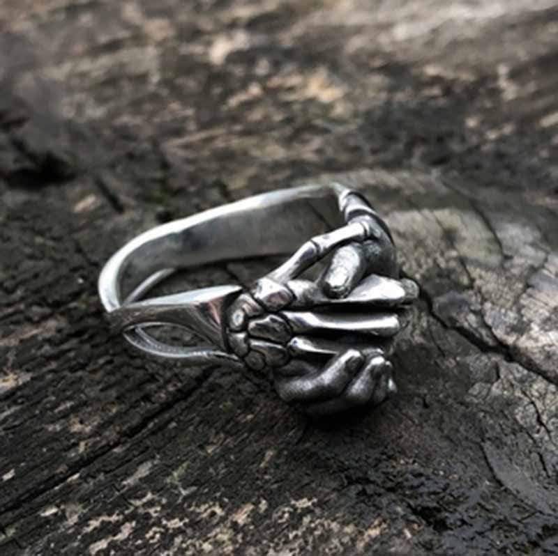 SKULL HAND FRIENDSHIP STAINLESS STEEL RING