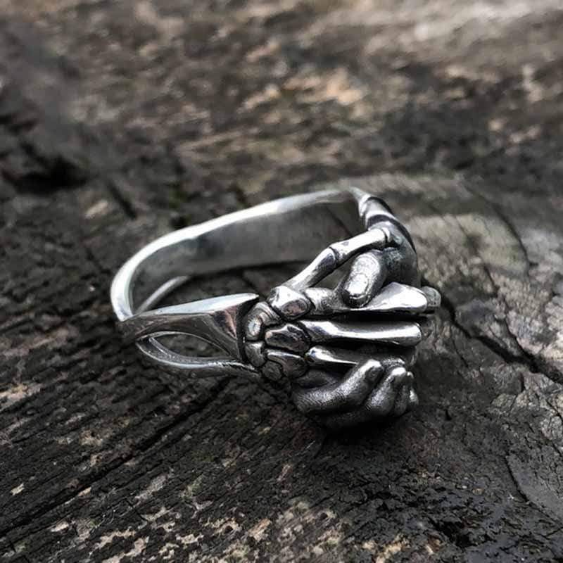 SKULL HAND FRIENDSHIP STAINLESS STEEL RING