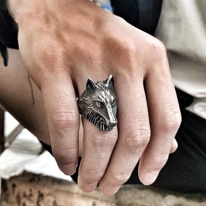 ANILLO VIKINGO NÓRDICO GIGANTE DE LOBO