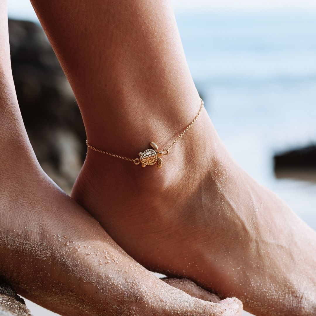 Pulsera de tobillo con forma de tortuga 